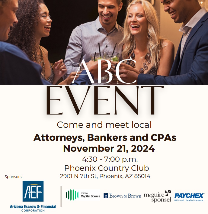 ABC Event - Attorneys, Bankers and CPAs | Nov. 21 from 4:30-7:00pm @ Phoenix Country Club